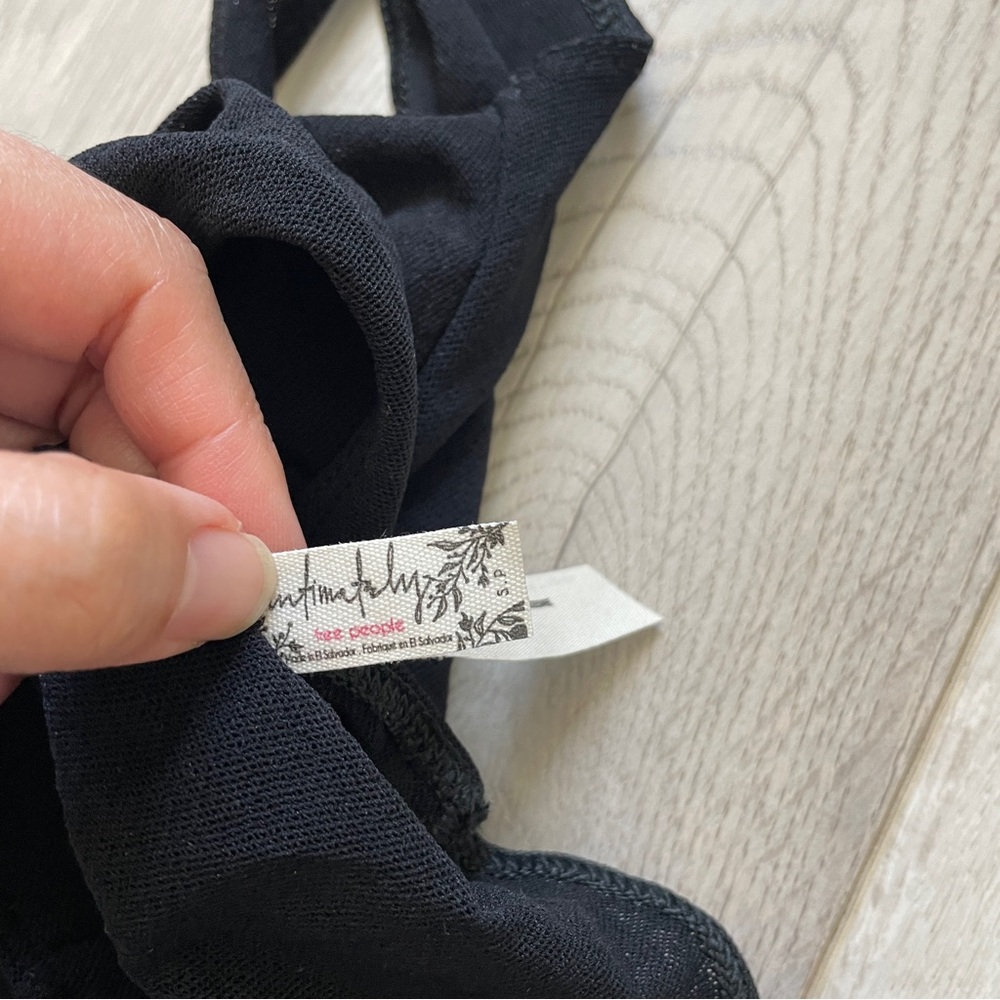 Free People Scoop Neck Thong Bodysuit Black (Small) semi sheer fitted party - Picture 3 of 8